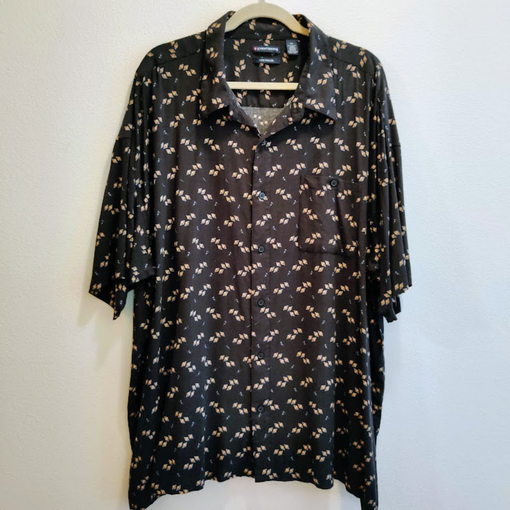 Knights Bridge Men’s Short Sleeve Shirt, Dress/Casual, Black, Sz 4X